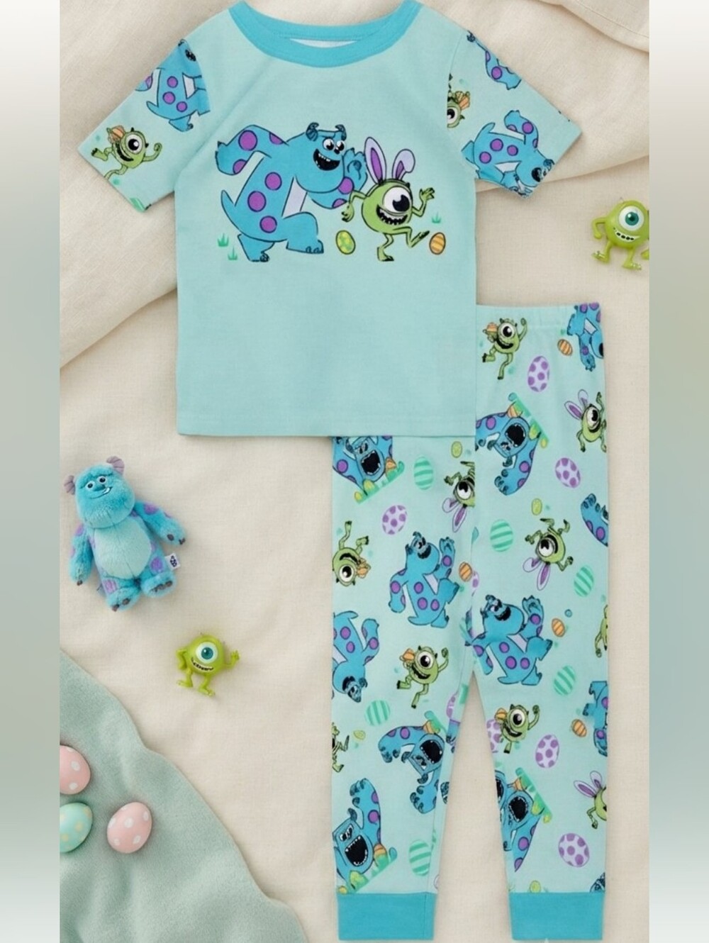 Disney Monsters, Inc. Sulley Mike Wazowski Easter Pajama Set